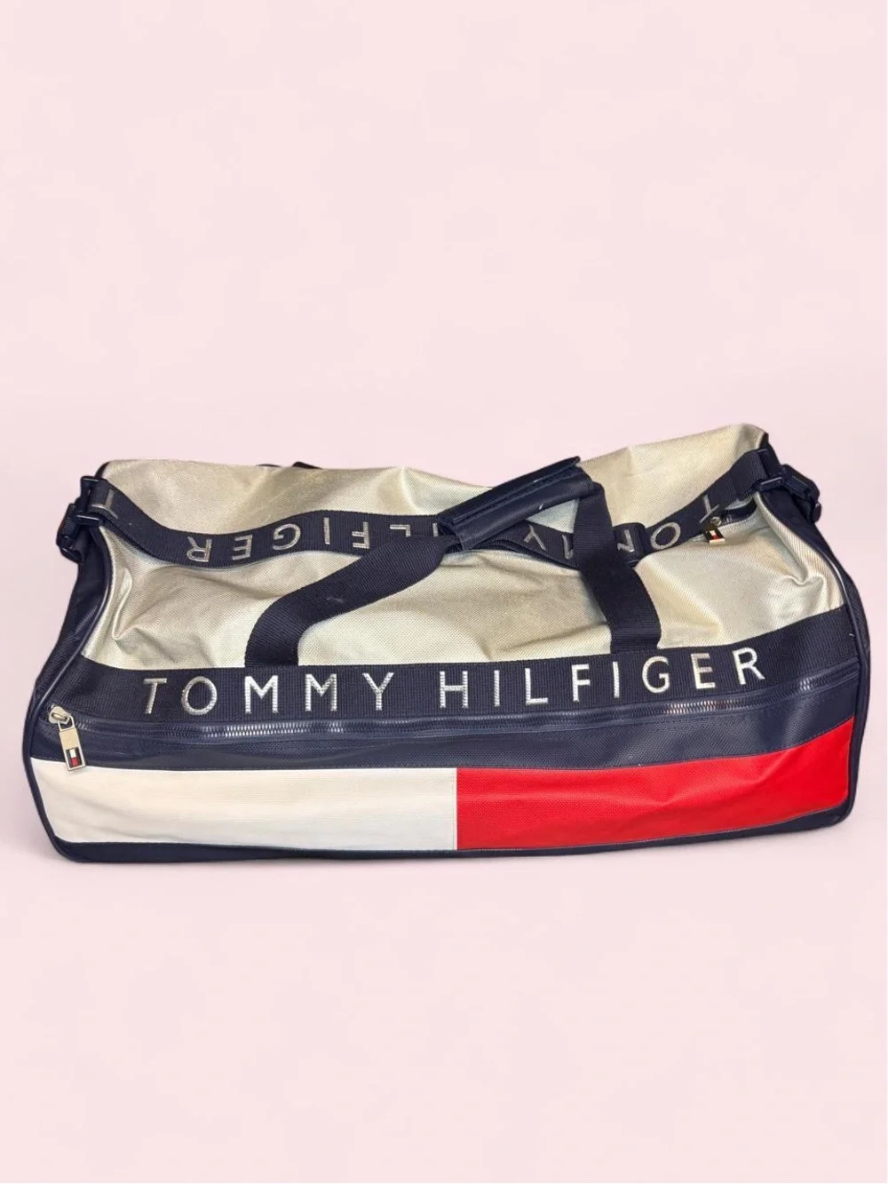 Tommy Hilfiger Colorblock Men’s Duffel Bag — Navy, White & Red
